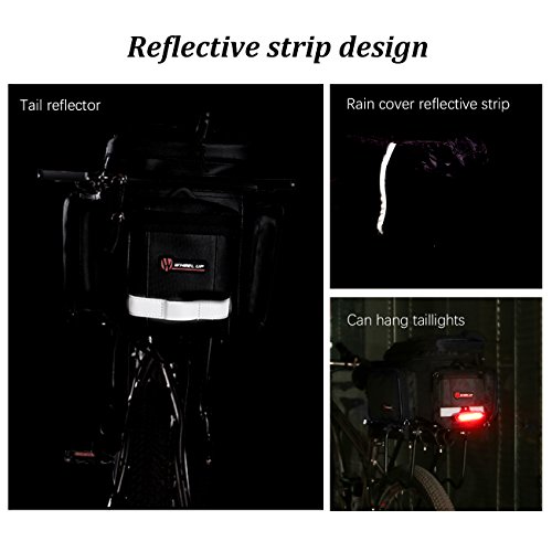 W WHEEL UP Bike Bag Bicycle Rear Seat Adjustable Hooks Reflective Trim and Large Pockets 12-26L Bicycle Trunk Bag with Rain Cover Shoulder Strap Bike Pannier for Road Bikes Mountain