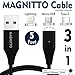 MAGNITTO 3-in-1 Magnetic Lightning USB Charging and Data Transmission Cable Type C Nylon Braided Sync Cord with High Speed Data Transfer for iOS Android Systems iPhone X 8 7 Plus 6 5 Samsung S8 Black