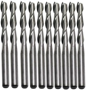 MYMIJUE 10PCS 1/8" 17mm Carbide Flat Nose End Mill CNC Router Bits Double Flute Upcut Spiral Set Tool Nylon Resin ABS Acrylic PVC MDF Hardwood