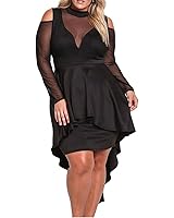 Lrud Womens Sexy Sheer Mesh Evening Gowns Plus Size Peplum