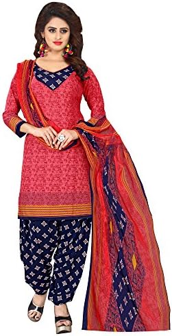 Applecreation Women'S Crepe Unstitched Dress Material (Red_Free Size)