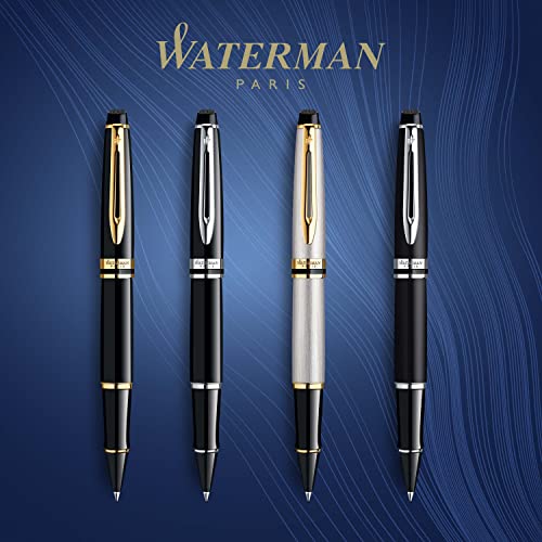 Waterman Expert Rollerball Pen Gloss Black with 23k Gold Trim Fine