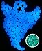 up2uBaby 100 pcs Glow in The Dark Garden Pebbles for Walkway Yard Decor and Outdoor Accessories (Blue)
