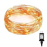 Christmas Lights Fairy Lights - LOENDE 33ft 100 LED String Lights Starry String Lights for Bedroom Patio Garden Gate Yard Wedding Parties Christmas Holiday, 2-year Warranty (Copper Wire, Warm White)