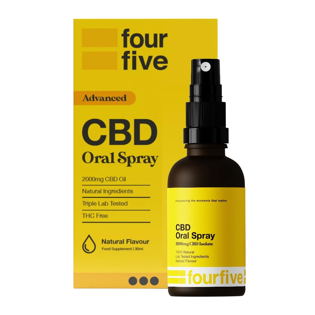 fourfive CBD Oil Spray - 2000mg Advanced Strength CBD for Sports Performance, Mental Wellbeing & Improved Sleep, Unflavoured, Natural & Vegan Friendly, 30ml