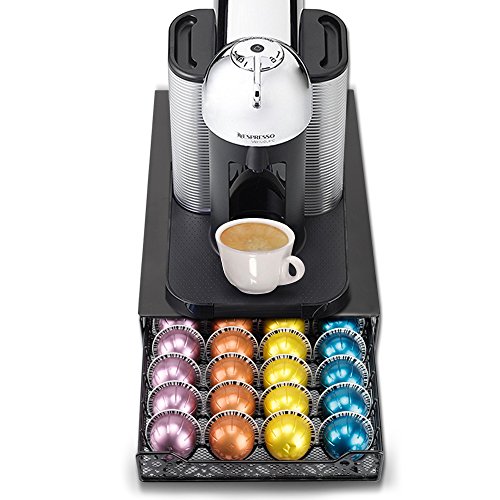 RECAPS Coffee Pod Holder Drawer Storage Coffee Capsules Kitchen Organizer Compatible with Vertuoline Stores 40 Capsules Black Color