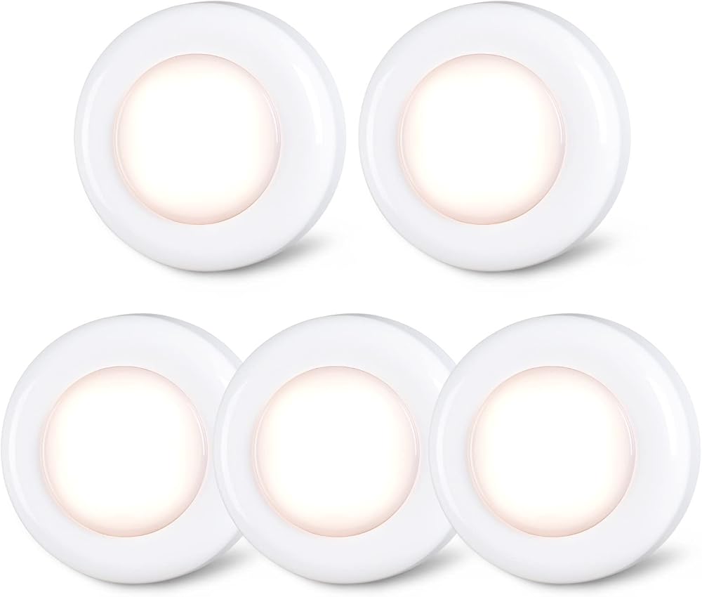 STAR-SPANGLED Tap Light 2.8 inch 5 Pack Warm White Battery Operated