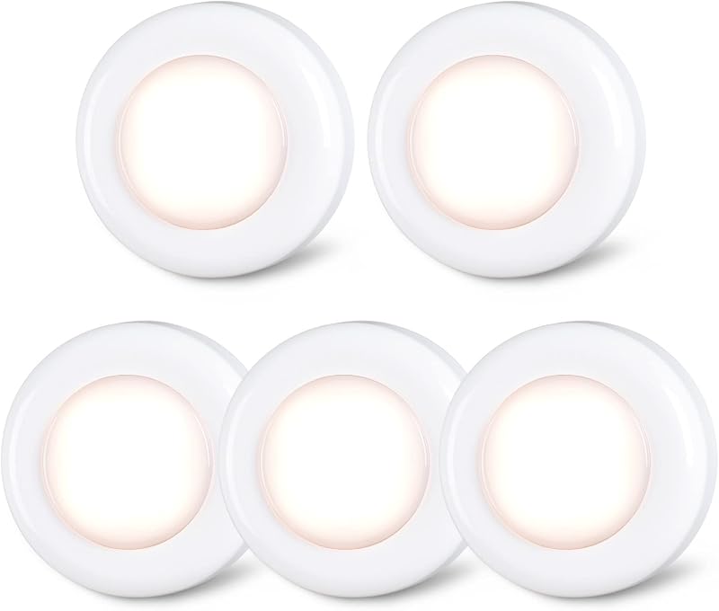 STAR-SPANGLED Tap Light 2.8 inch 5 Pack Warm White Battery Operated