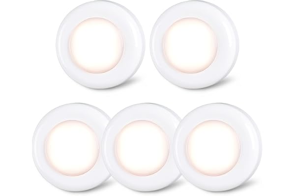 STAR-SPANGLED Push Tap Light, 2.8” Mini Night Touch LED Puck Lamp, Portable Under Cabinet Lighting AAA Battery Operated Power
