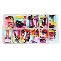N-Fasion 500 Pcs 12 Assorted Colored Nail Tips False French Acrylic Gel Nail Art Tips Half Salon with Box (Mixed color)