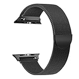 Milanese Loop For Apple Watch 38mm, Smooth Stainless Steel Band Freely Fully Magnetic Closure Clasp Metal Strap Replacement Bracelet for IWatch Series 3/2/1 Nike+ Sport and Edition (Black)
