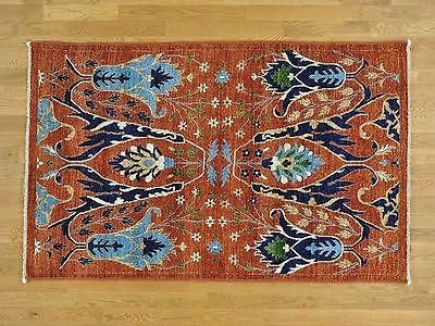 4'1x6'5' Hand Knotted Peshawar Aged Safavid Dynasty Design Rug G25535