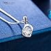 T400 925 Sterling Silver White Cubic Zirconia Heart Round Pendant Necklace Birthday Gift for Women Girls