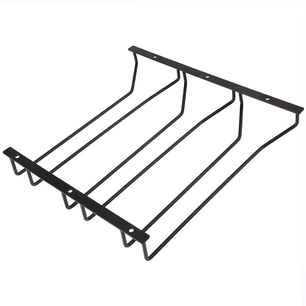 Dianoo 30.5cm Black Wine Glass Rack, Wine Glass Holder Under Shelf, Stemware Rack Under Cabinet, 3 Rows