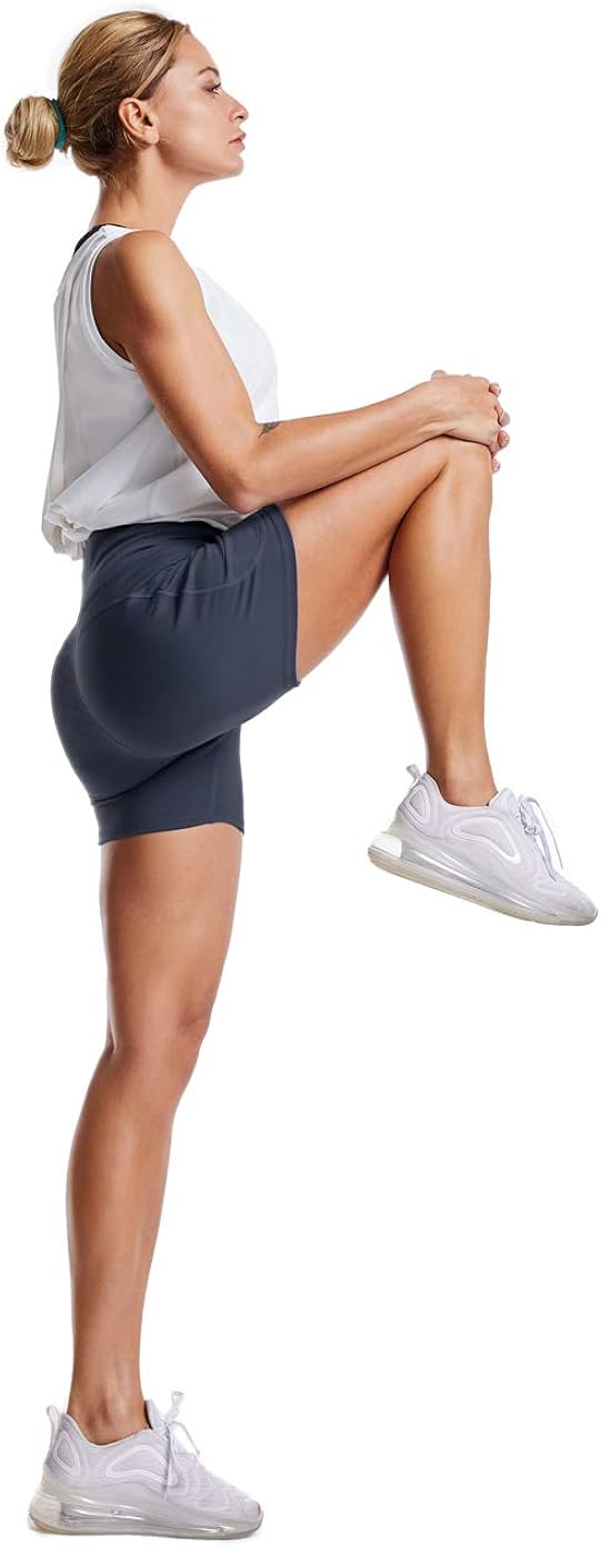 THE GYM PEOPLE High Waist Yoga Shorts for Women Tummy Control Fitness Athletic Workout Running Shorts with Deep Pockets: Clothing