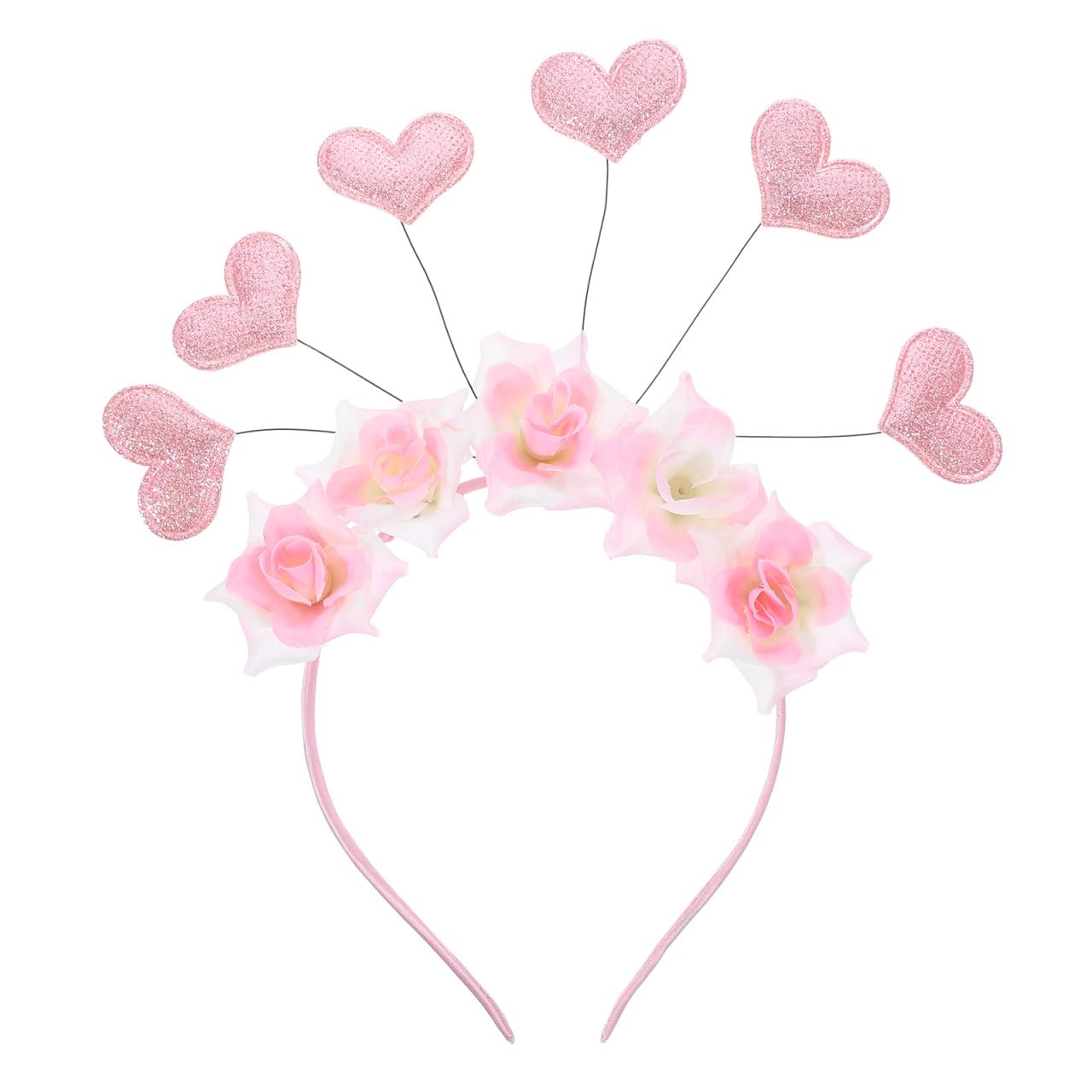 FRCOLOR Valentine Heart Headband Floral Hairband Romantic Party Hair Accessory Comfortable Fit for Women Girls