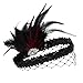 BABEYOND 1920s Flapper Headband Roaring 20s Feather Headpiece Crystal Great Gatsby Headband with Net 1920s Flapper Accessories