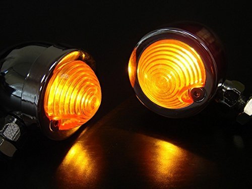 Chrome/Amber Bullet TURN SIGNAL LIGHT for Harley Honda Shadow Yamaha V-Star Suzuki C50 C90 Kawasaki Vulcan Bobber Chopper Cruiser Panhead