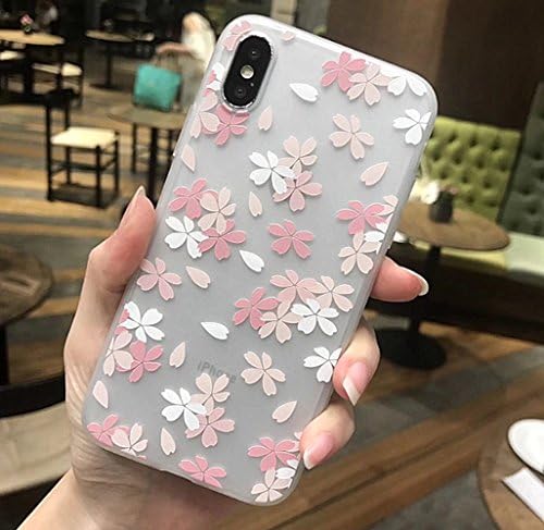 iPhone X Soft Case,LuoMing 3D Emboss Beautiful Flower Pattern Slim fit Shock-Absorbing Soft Rubber Clear TPU Skin Cover Case for iPhone X 5.8inch(2017) (pink fallen leaves)