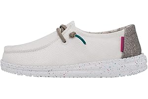 HEYDUDE Hey Dude Girl's Wendy Youth Linen Grey Multiple | Girl’s Shoes | Girl’s Lace Up Loafers | Comfortable & Light-Weight