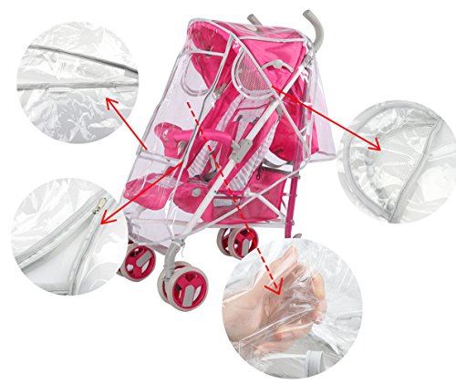 image for NinkyNonk Universal Size Baby Stroller Rain Cover + Mosquito Net Water