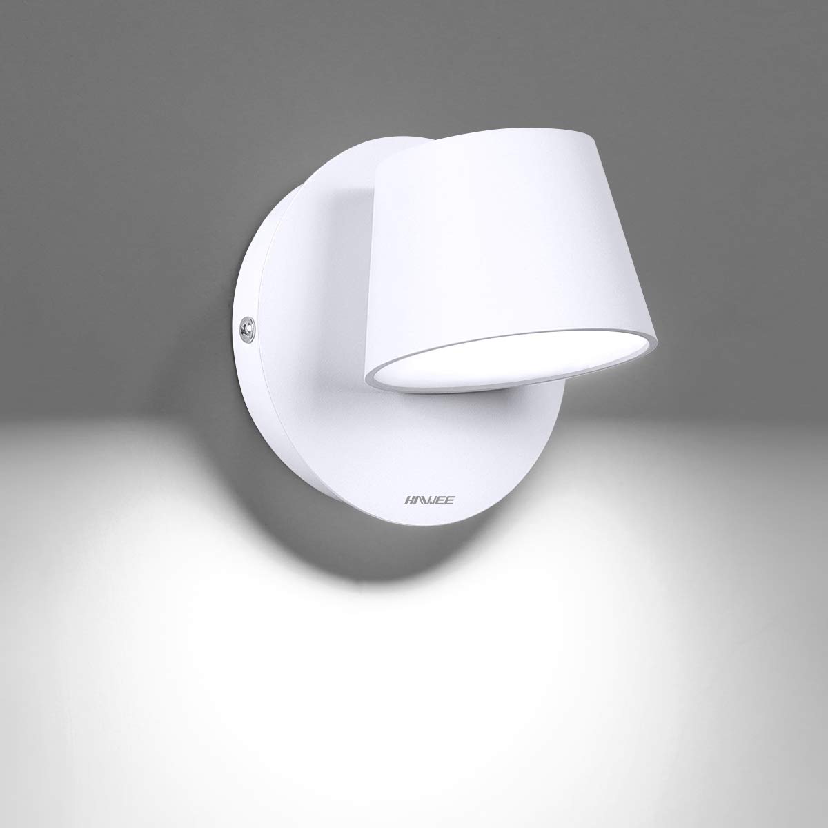 HAWEE Modern Wall Light LED Reading Spot Light 350° Swivel Nordic Style Wall Spotlight LED Wall Lamp for Bedroom Bedside Living Room Hallway Stairs Corridor, White 6000K