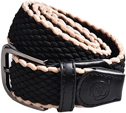 Lt Tribe Mens and Womens Casual Stretch Elastic Belt Woven Canvas Web Belt Black YD005