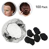 Tinksky Hair Nets Invisible Elastic Edge Mesh 100-Pack (Black)