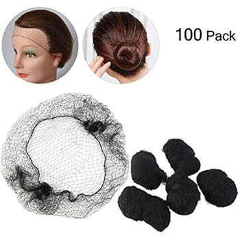 Tinksky Hair Nets Invisible Elastic Edge Mesh 100-Pack (Black)