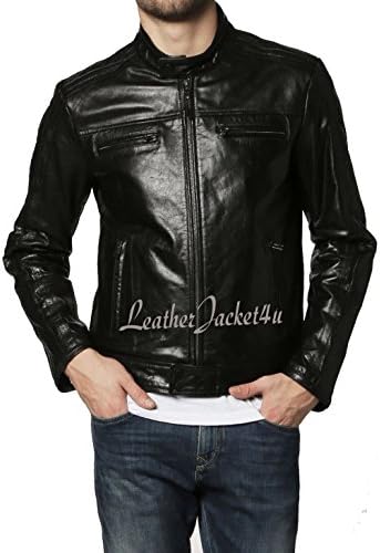 Men's Stylish Lambskin Genuine Leather Motorcycle Biker Leather Jacket 269
