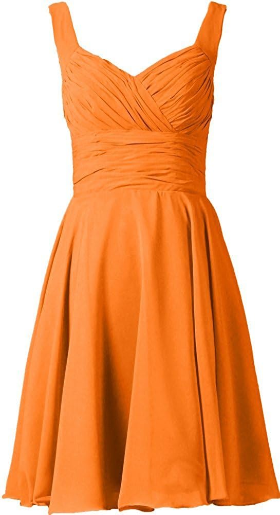 Paao Women's V-neck Chiffon Bridesmaid Dresses Short Knee Length Prom Gown