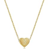 PORPI-JOJO Letter Necklaces for Girls Initial Necklace for Women 18k Gold Plated Heart Pendant Birthday Gifts for Teens