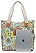 Malirona Women Canvas Tote Bag, Zipper Casual Tote's Handbag Large Capacity Shoulder Bag with Pockets for Office Shopping Travel (Green Flower)