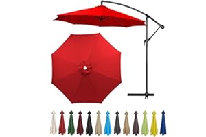 8ft/9ft/10ft Outdoor Umbrella Replacement Canopy, 6 Ribs/8 Ribs Cantilever Umbrella Replacement Cloth Cover for Garden Market