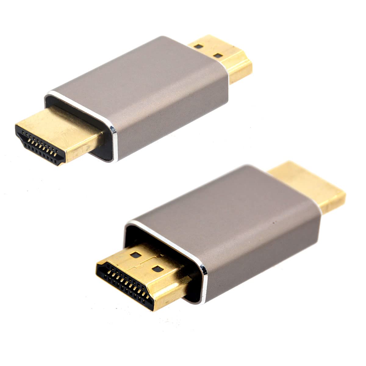 HTGuoji 8K Gold HDMI Male to Male Extension Adapter Coupler, 48Gbps HDMI 2.1 Adapter Extender Connetor Backward Compatible with HDMI 2.0 1080P 4K@120Hz for HDTV projector laptop PC (2 Pcs)