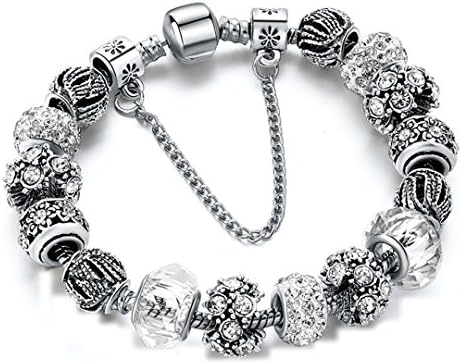 European Crystal Charm For Women With Glass Beads Bracelets &amp; Bangles Pulseras Diy Jewelry Sbr160010 White