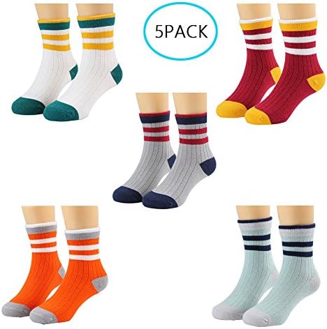 Kids Girls Boys Socks for Baby Toddler Big Little Girls Cotton Crew Seamless Sock 5 Pairs Pack