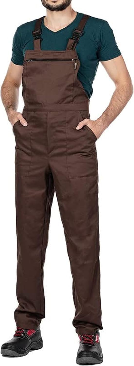 Work Bib and Brace Overalls, Overalls Men, Bib and Brace Dungarees Mens, Made in EU, Mazalat Protective Coverall, S -3XL Size - Made in EU - Work Trousers for Man, Lots of Colors, Brown, XXL