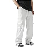 SHENHE Men's Drawstring Waist Workout Cargo Pants Street Casual Loose Pants with Pockets
