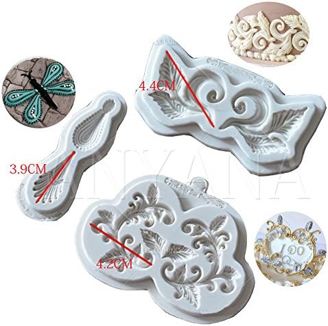 3PCS Roman Relief scroll leaf Fondant Cake Silicone Mold Mould Cupcake Chocolate Candy DIY