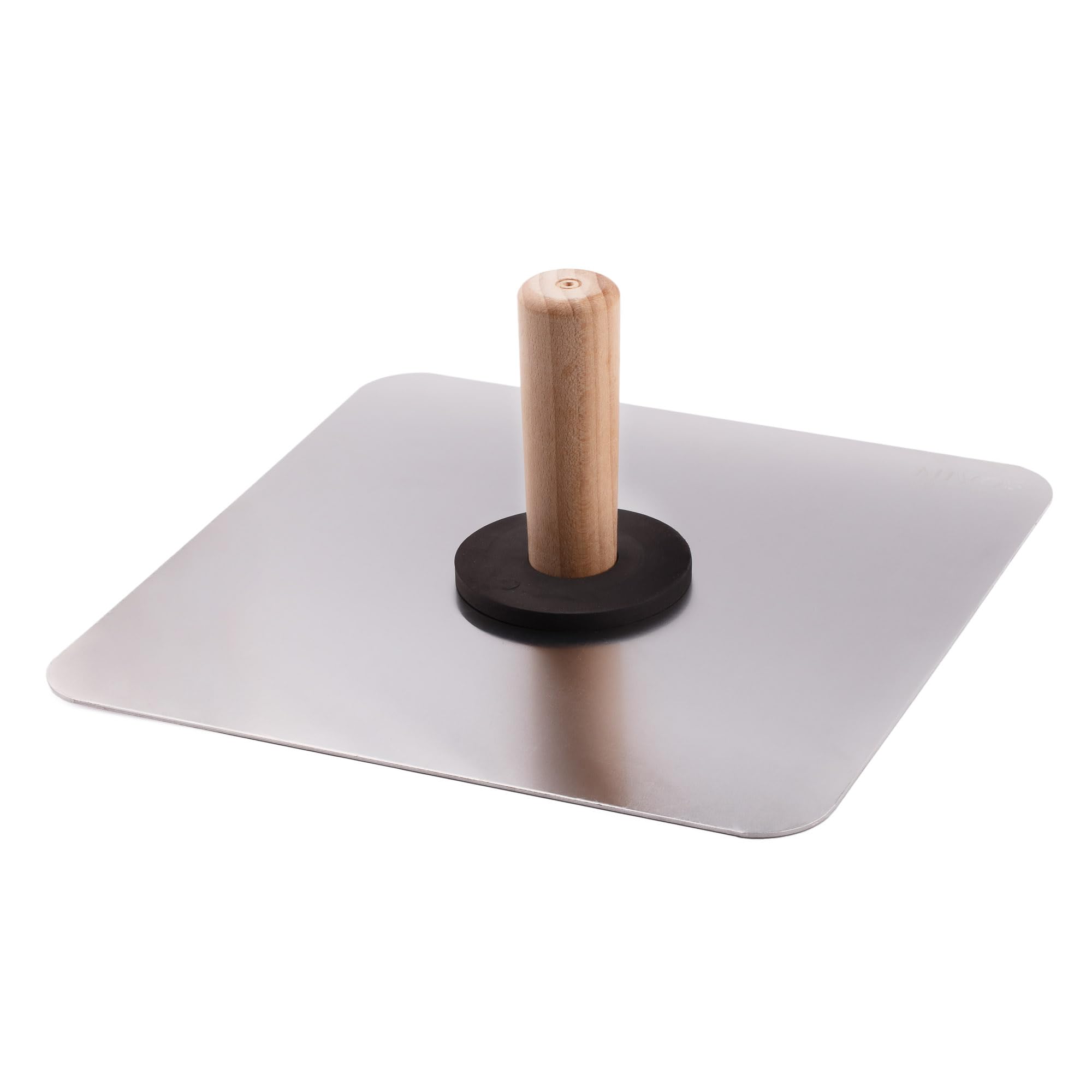 MIVOS Aluminium Smoothing Trowel - 330 x 330 mm - Eaves with Wooden Handle - Plaster Trowel with Rounded Corners - Smoothing Board - Smoothing Disc for Grouting and Puttying Plasterboard - Made in EU