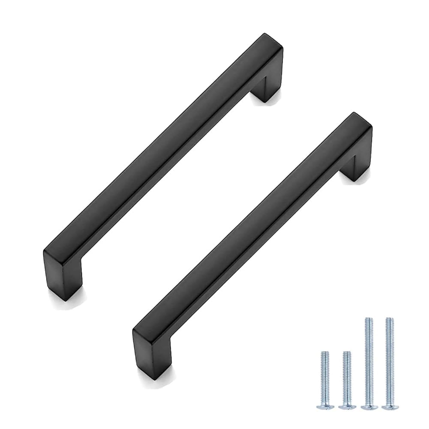 Goldenwarm 5 Pack Cupboard Door Handle Black Kitchen Cupboard Handles Bathroom Cabinet Hardware Hole Centres 192mm