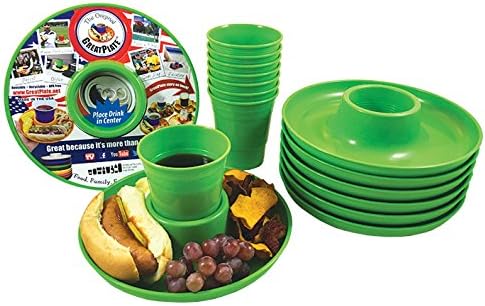 GreatCup 16 Piece Great Plate And Cup Set, 8 Plates, 8 Cups, Lime Green