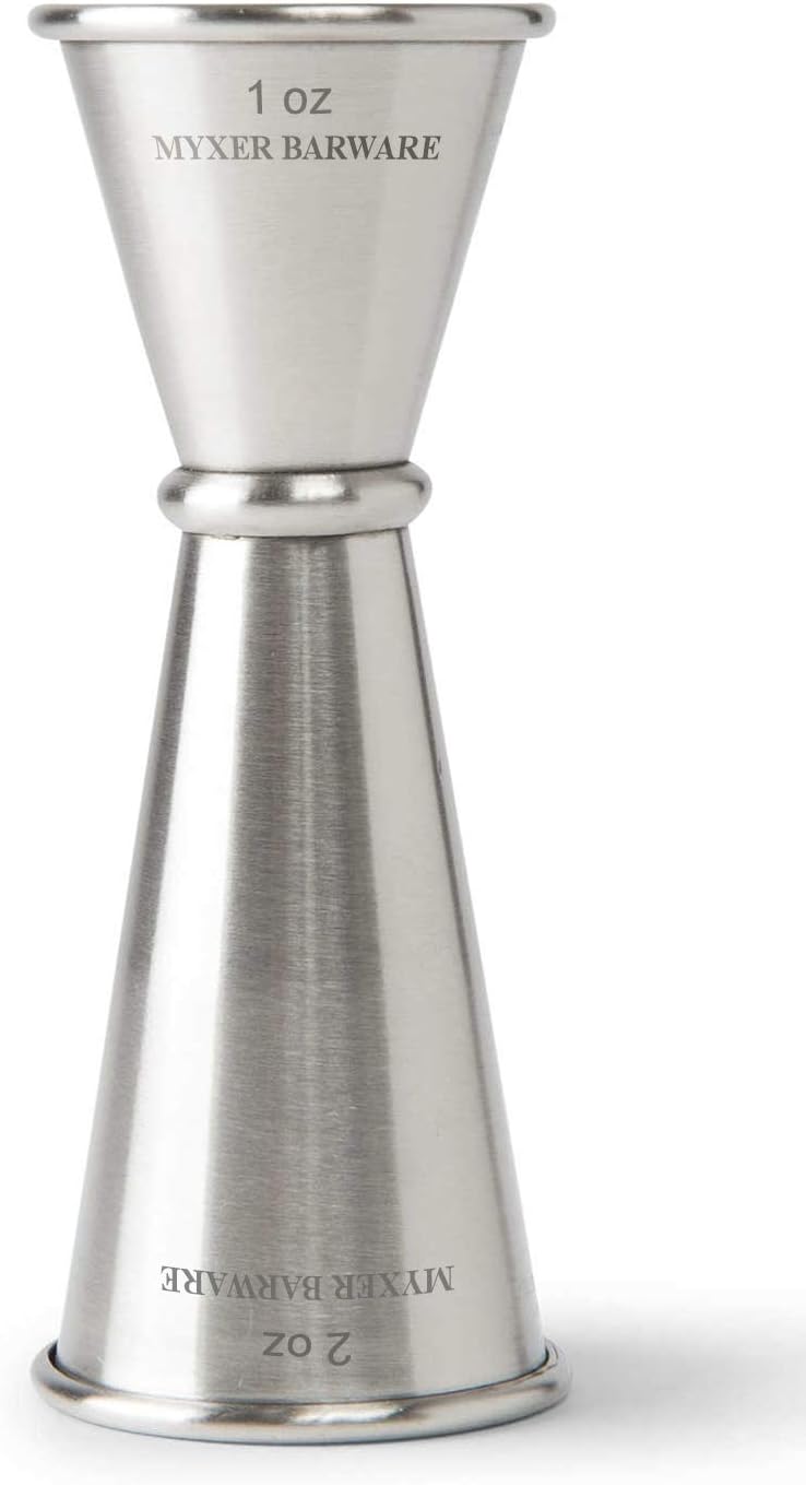 MYXER Double Cocktail Jigger, 1 & 2 Oz - Accurate Measure for Cocktail Recipes - Stainless Steel