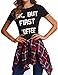 Haola Women's Casual Tops Summer Street Printed T-Shirt Short Sleeve Funny Tees Black S