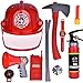 Fireman Toys Firefighter Costume for Kids Fireman Gear Pretend Play Set with Helmet, Megaphones, Extinguisher, Flashlight and Accessories, 10 pcs