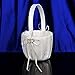 AW BRIDAL Ivory Satin Flower Girl Basket - Wedding Ceremony Party Decoration with Double Heart