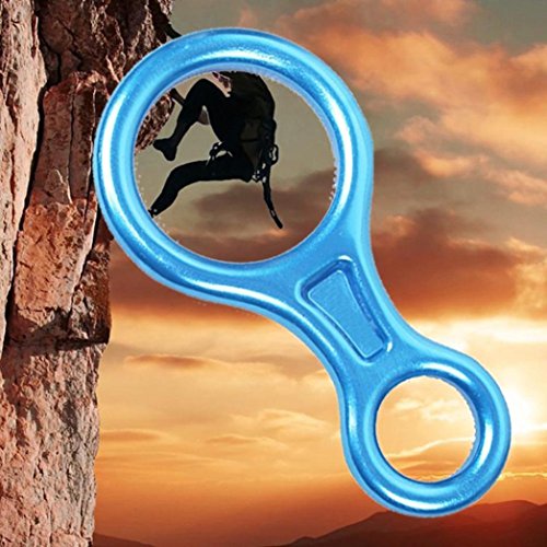jiayit Figure 8 Descender Rock Climbing Rope Rescue Rappelling Safety 35KN Aluminum Climbing Caving Exploring Rappelling Aerial Work Rescue Engineering Protection (Blue)