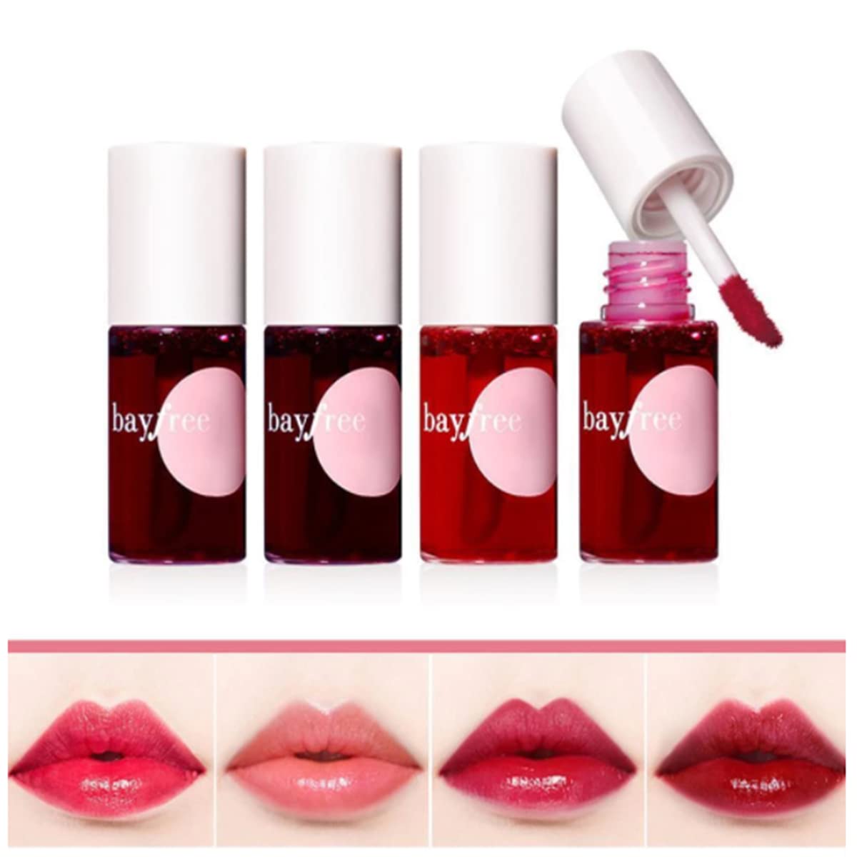 Beauty Searcher 4 Colors Lip Tint Stain Set, Velvet Watery Stain, Moisturizing Waterproof Long Wear Lipstick Natural Matte Color Makeup (#1 SET), 0.25 ml (Pack of 4)