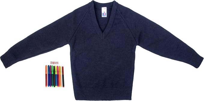 navy blue v neck school jumper